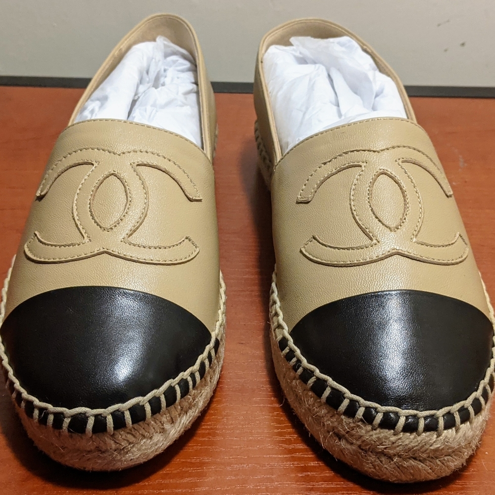 Chanel Apricot Lambskin Espadrilles 39 NWOB